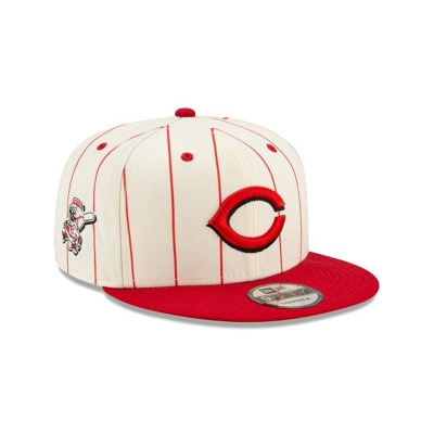 White Cincinnati Reds Hat - New Era MLB Pinstripe 9FIFTY Snapback Caps USA5748120